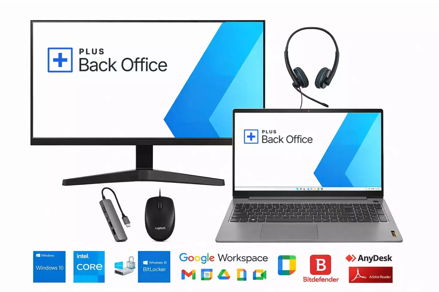 Office-based back-office team working from a Cebu IT Park office on company-managed desktops
