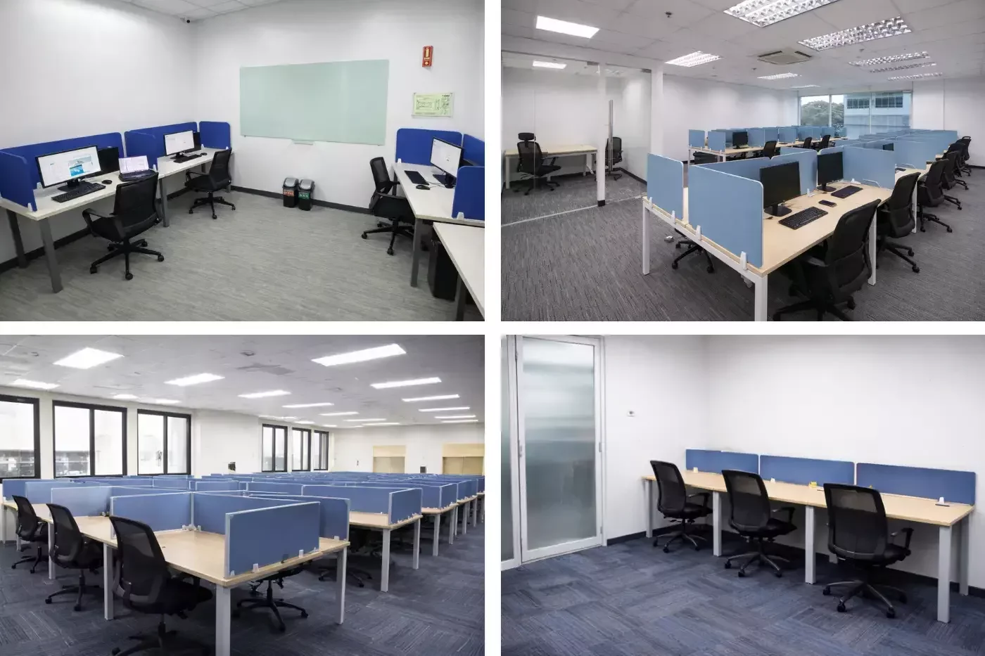Office-based back-office team working from a Cebu IT Park office on company-managed desktops
